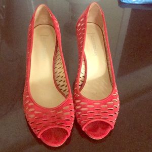 Aquatalia Suede peep toe block heel